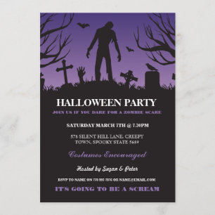 Halloween Zombie Party Spooky Graveyard-inbjudan Inbjudningar