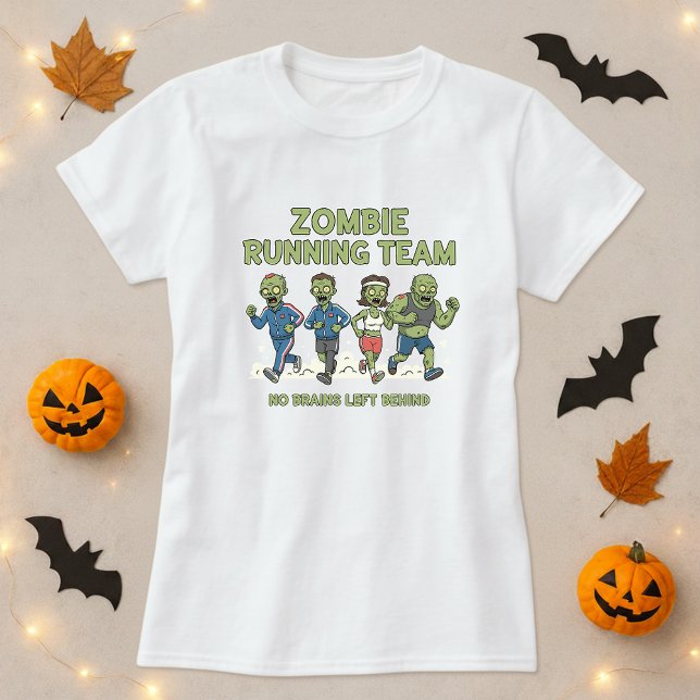 Halloween Zombie Running Team Tee; Inga hjärnor Lä T Shirt (Skapare uppladdad)