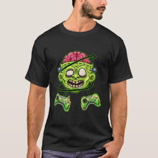 Halloween Zombie Scary Video Gamer Brain Game T Shirt