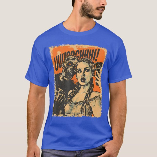 Halloween Zombie Sie Retro Horror Comic Panel Art  T Shirt (Framsida)