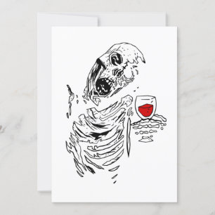 halloween zombie skelett dricker vin skalle inbjudningar