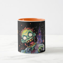 Halloween, Zombie,Skrik Från Det Purpurfärgade Slo Mugg