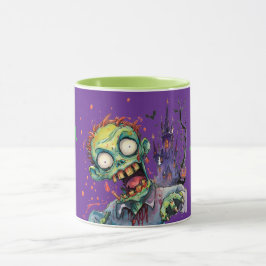 Halloween, Zombie,Skrik Från Det Purpurfärgade Slo Mugg
