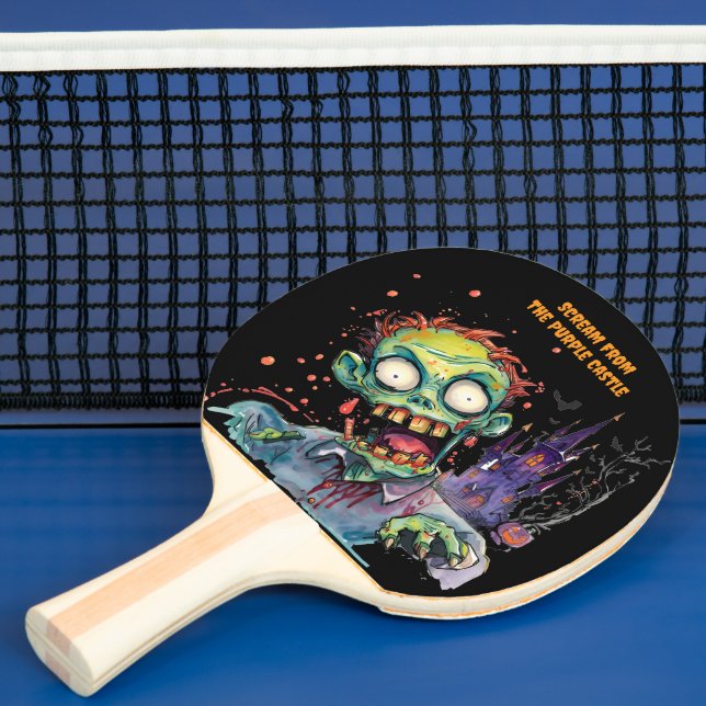 Halloween, Zombie,Skrik Från Det Purpurfärgade Slo Pingisracket (Insitu)