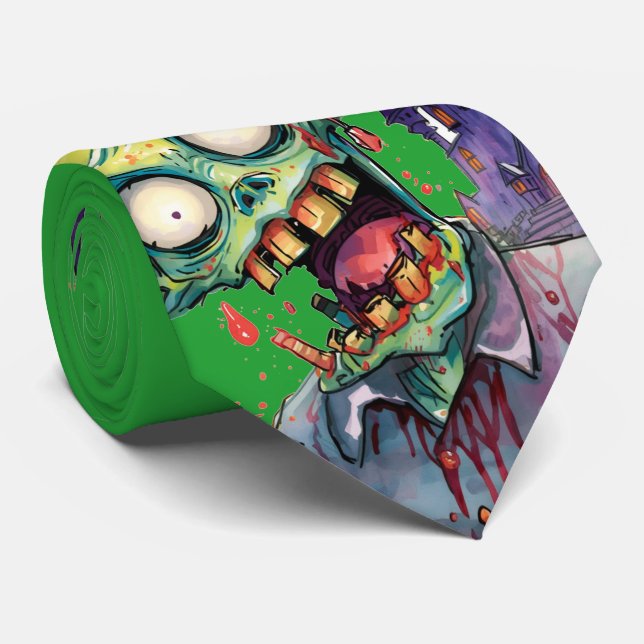 Halloween, Zombie,Skrik Från Det Purpurfärgade Slo Slips (Rullad)