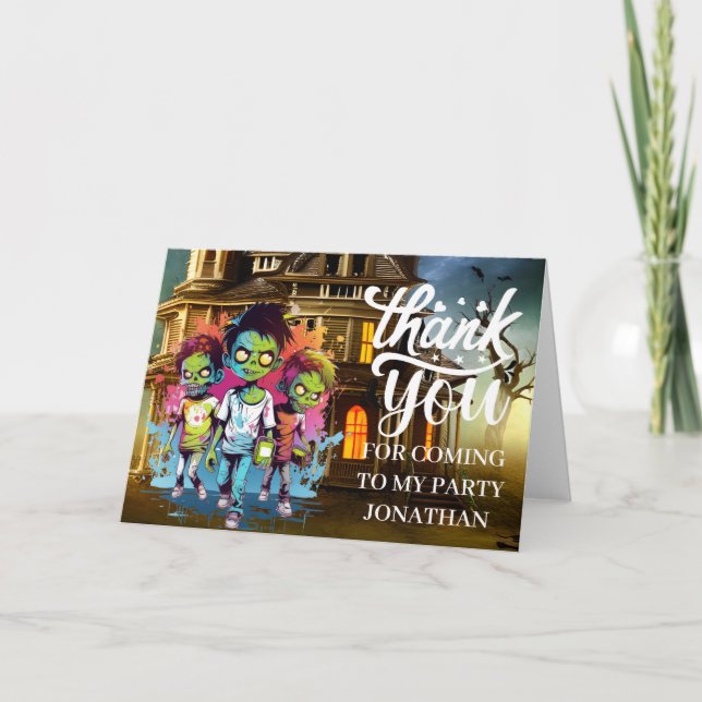 Halloween zombie-tema barn TACK  Kort (Framsida)