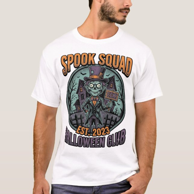 Halloween Zombie Tröja Rolig Spook Squad Graverad  (Framsida)