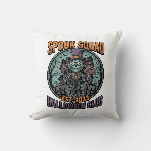 Halloween Zombie Tröja Rolig Spook Squad Graverad  Kudde (Framsida)