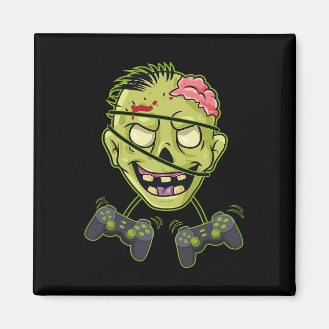 Halloween Zombie Video Gamer Controller Boys Kids Magnet (Framsidan)