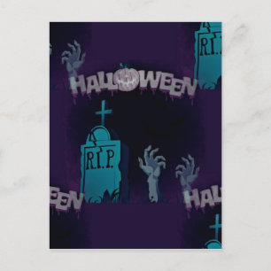 halloween zombie vykort