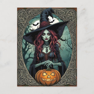 Halloween Zombie Witch Vykort