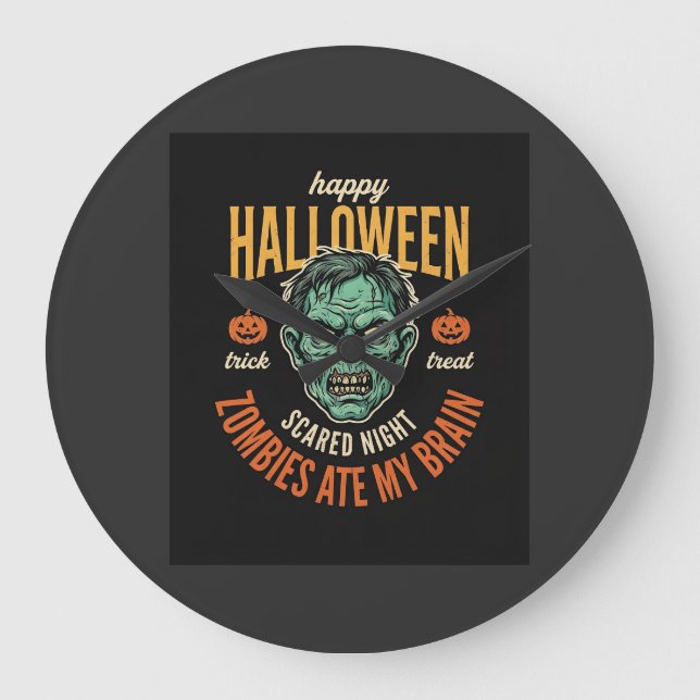 Halloween-zombies åt min hjärna stor klocka (Framsida)