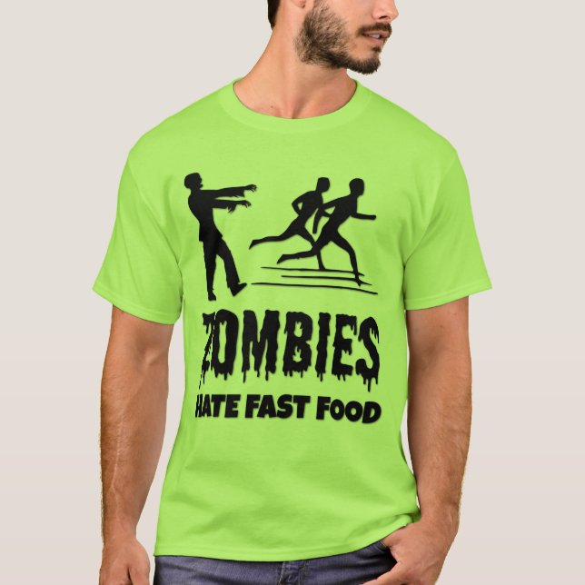 Halloween Zombies Hate Fast Food Joggares Lung T Shirt (Framsida)