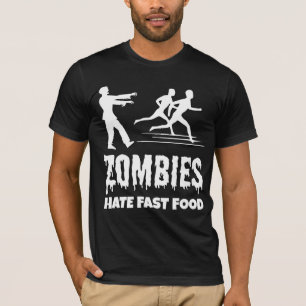 Halloween Zombies Hate Fast Food Joggares Lung T Shirt