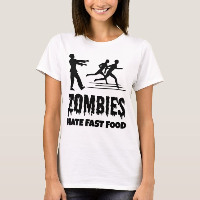 Halloween Zombies Hate Fast Food Joggares Lung T Shirt (Framsida)