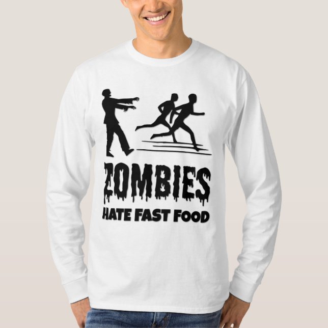 Halloween Zombies Hate Fast Food Joggares Lung T Shirt (Framsida)