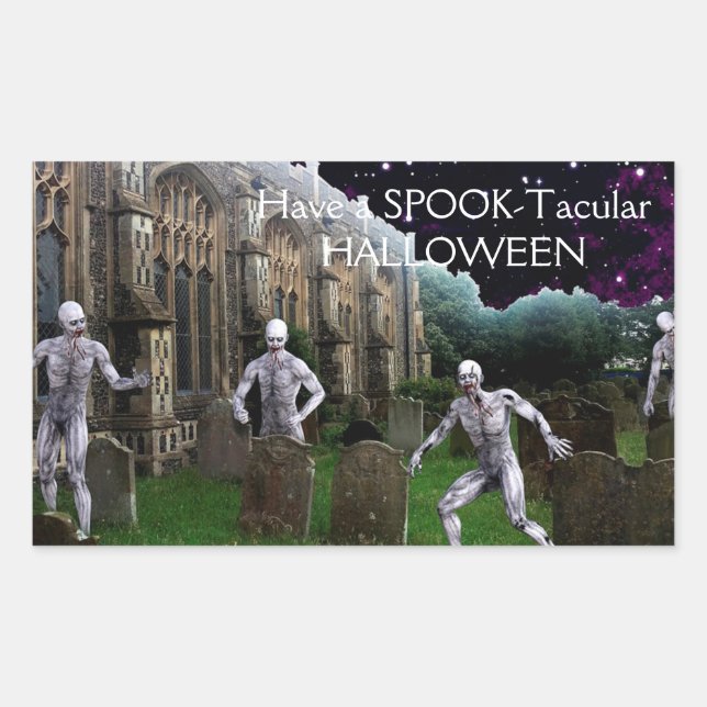 Halloween Zombies Rektangulärt Klistermärke (Framsida)
