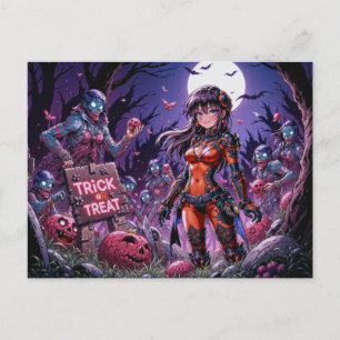 Halloween-zombies som delar ut hjärnor: "Trick or Vykort