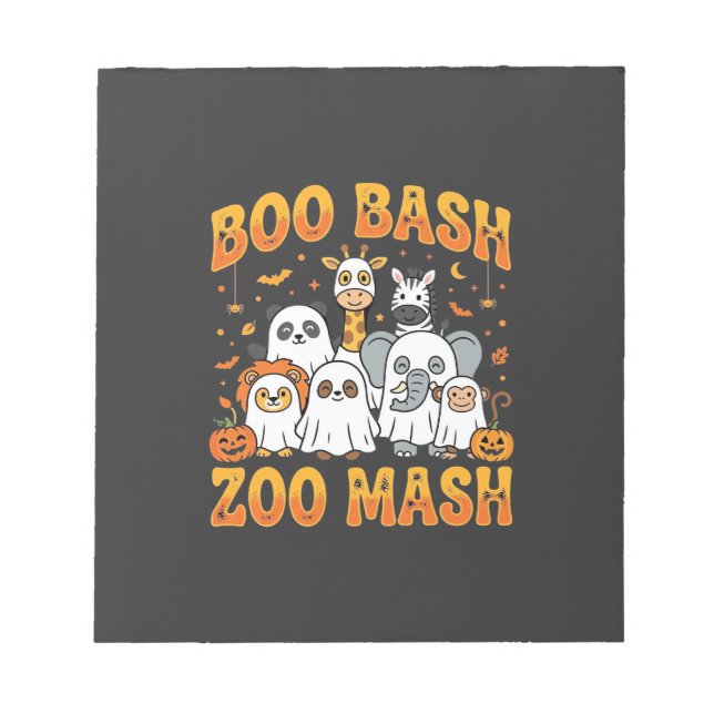 Halloween Zoo Djur Boo Bash Zoo Mash_1 Anteckningsblock (Framsida)