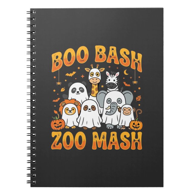 Halloween Zoo Djur Boo Bash Zoo Mash_1 Anteckningsbok (Framsidan)