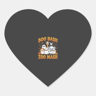 Halloween Zoo Djur Boo Bash Zoo Mash_1 Hjärtformat Klistermärke