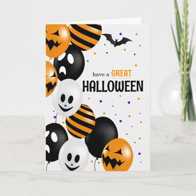 Halloweenballonger med prickar för barn kort (Framsida)