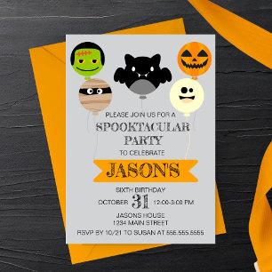 Halloweenballonger Rolig Födelsedagsfest Inbjudningar