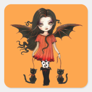 Halloweenbarn Liten vampyrdekaler Fyrkantigt Klistermärke