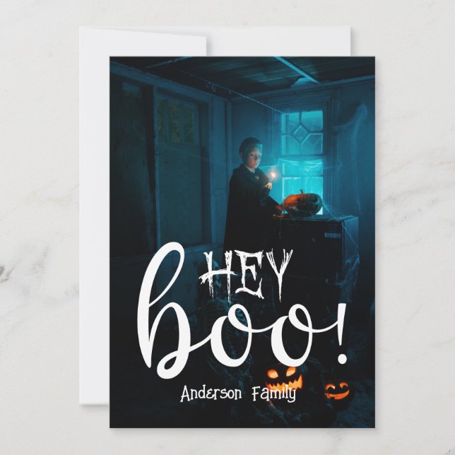 Halloweenbild Hej Boo!  Julkort (Framsida)