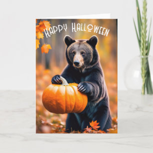 Halloweenbjörn med pumpa helgkort