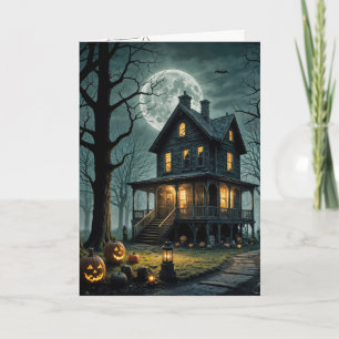 Halloweenbuktad kammare med Jack-o-lyktor Kort