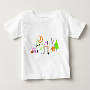 halloweenby anpassad svart orange lila tee