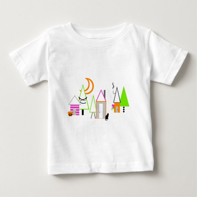 halloweenby anpassad svart orange lila tee (Framsida)