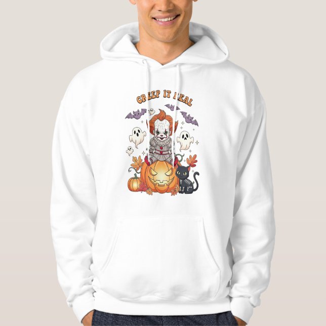 Halloweenclown för kusliga stunder hoodie (Framsida)