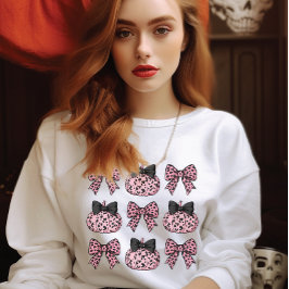 HalloweenCoquette Pumpkins och bows rosa T Shirt