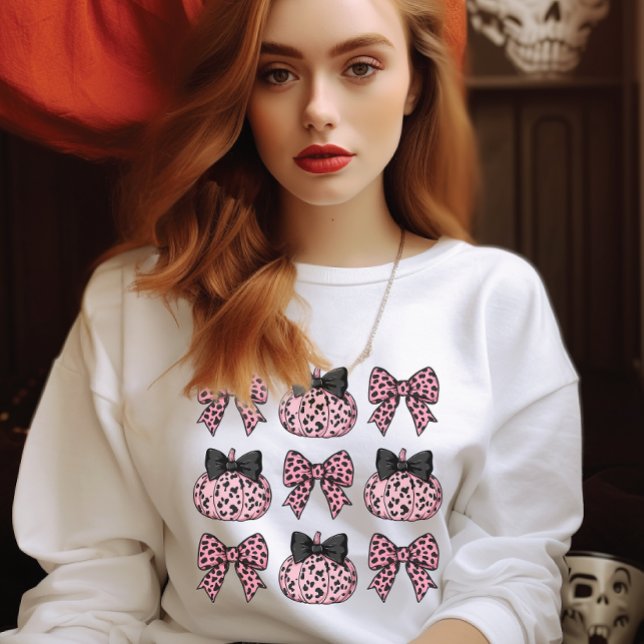 HalloweenCoquette Pumpkins och bows rosa T Shirt (HalloweenCoquette Pumpkins and bows pink Sweatshirt)