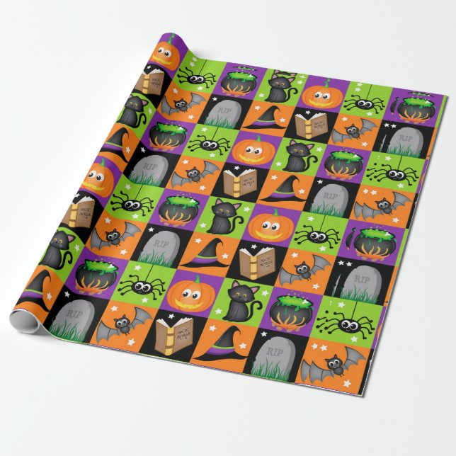 Halloweenfärger Presentpapper (Utrullad)