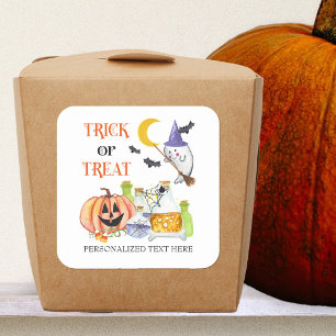 Halloweenfavor till trick or treat-fest fyrkantigt klistermärke