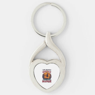 Halloweenfe Dekoration Kvast Bruten Sjuksköterska Twisted Heart Silverfärgad Nyckelring