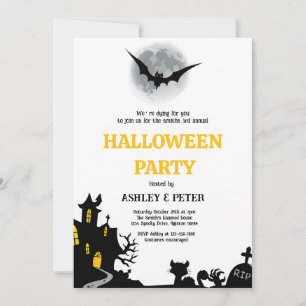 Halloweenfest årliga kostym spökhus inbjudningar