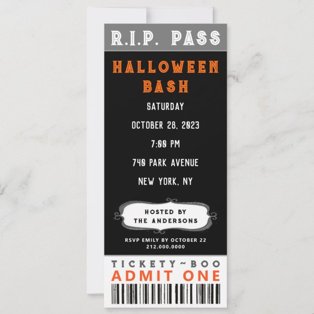 Halloweenfest Biljett Inbjudan (Framsida)