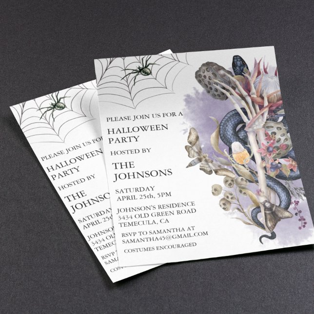 Halloweenfest Blomsterlig Orm Vattenfärg  (Skapare uppladdad)