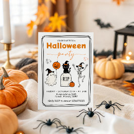 Halloweenfest Cutt Ghost Cat Skelett Inbjudan