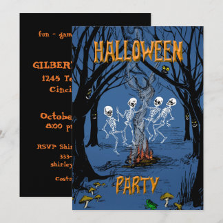 Halloweenfest Dansande Skelett Inbjudningar