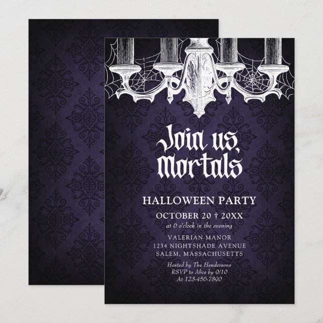 Halloweenfest Elegant gotisk Inbjudningar (Fram/baksida)