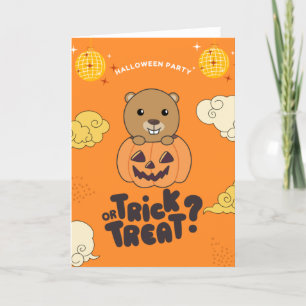 Halloweenfest Fiffig Förfärlig Bäver Pumkin Högtid Helgkort