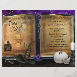 Halloweenfest Flyer för Magisk Spellbok