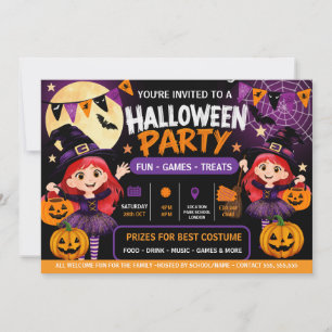 Halloweenfest för barn inbjudan Söt och kuslig
