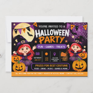 Halloweenfest för barn inbjudan Söt och kuslig
