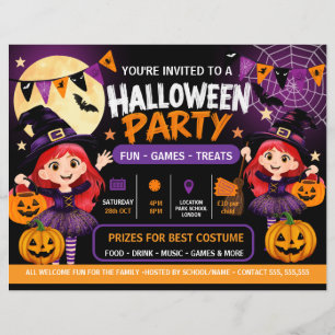 Halloweenfest för barn inbjudan Söt och kuslig Reklamblad